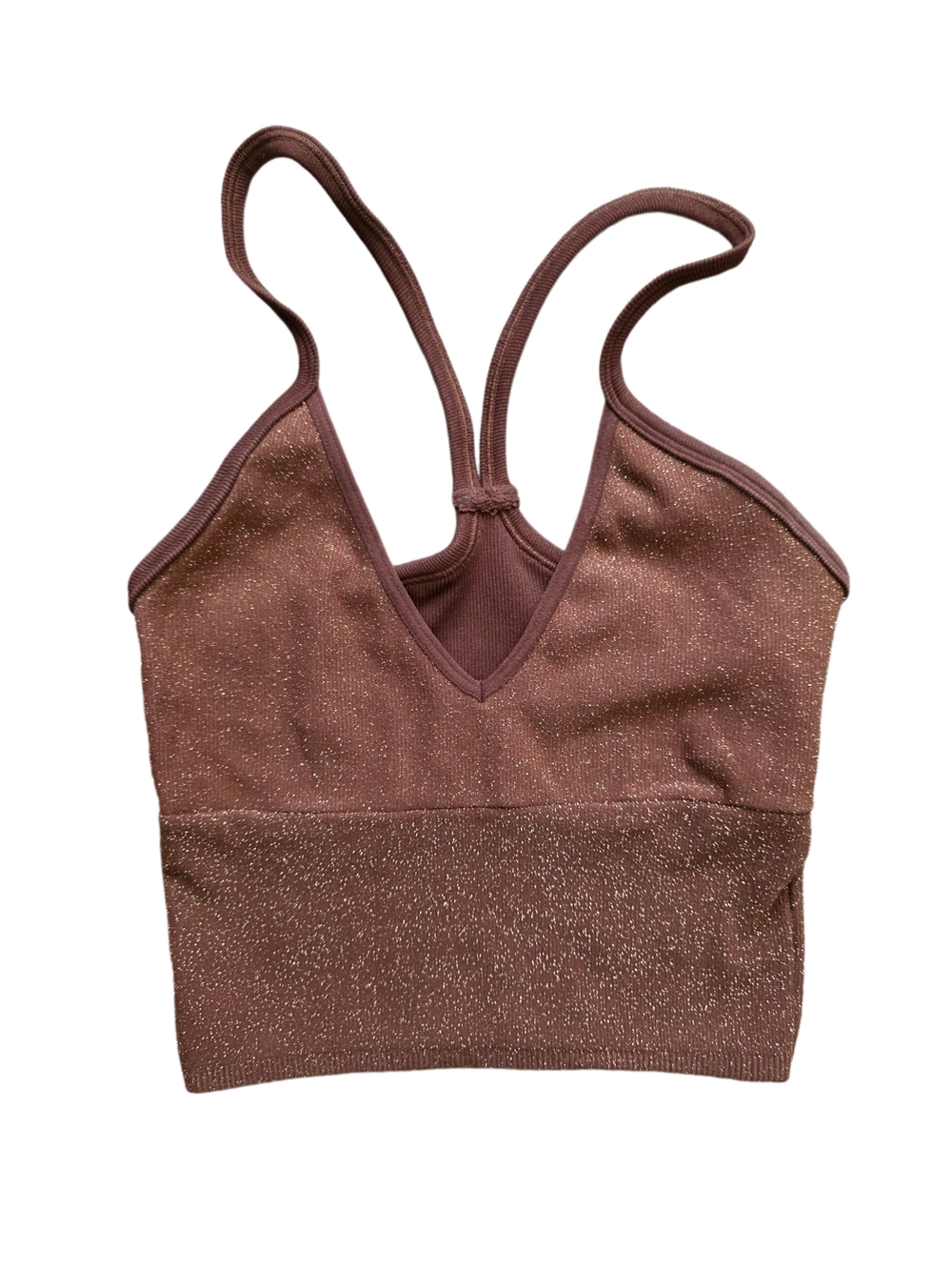 Anthropologie Shimmery Chocolate Brown Racerback Bralette Tank Size XXS/XS